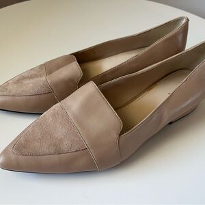 Cole Haan Tan Pointed-Toe Flats with Suede Accents